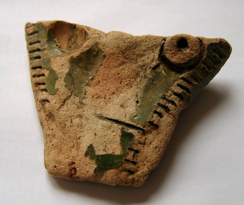 Medieval pottery with green glaze