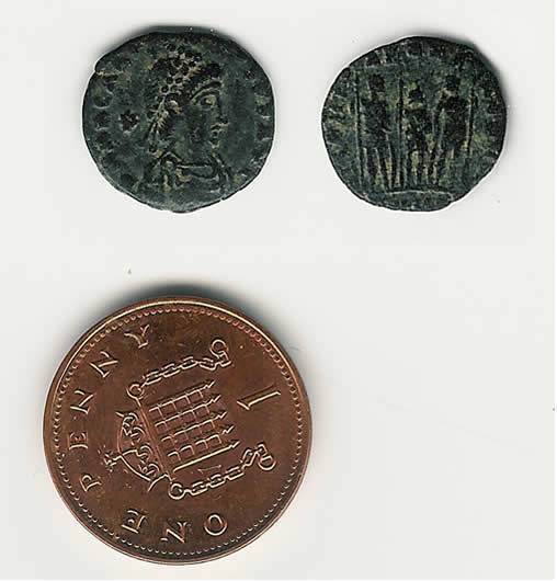 Roman bronze coin, perhaps of the Emperor Constantine