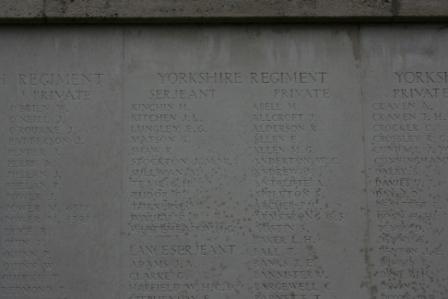 Menin Gate Yorkshire Regiment column