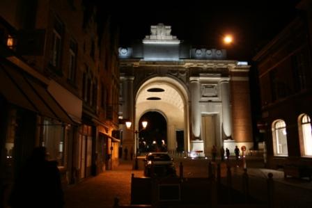 Menin Gate, Ypres, at night