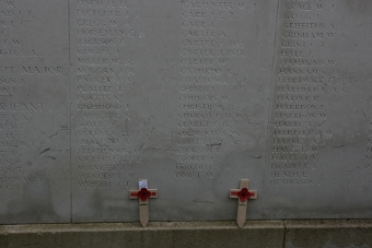 Crosses at Menin Gate for C H Slater and J Christie