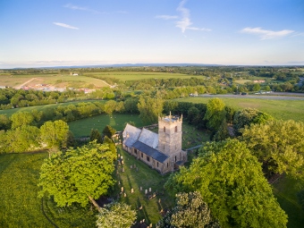 Aerial view of St Andrew's Church, Aycliffe