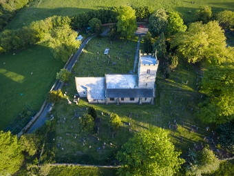Aerial view St Andrew's Church, Aycliffe