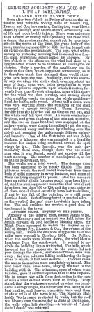 Newspaper account of Ralph Graham's death at Darlington