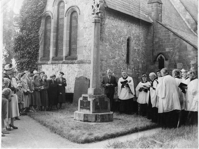 1955 Armistice Day Service at the War Memorial in St. Andrew's Churchyard,  Aycliffe