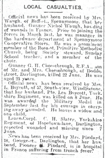 Charles Henry Slater, wounded and missing since 7 June, 1917