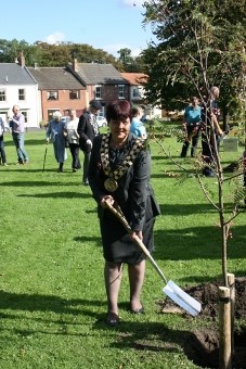 Wendy Hillary tree planting commemorating WW1