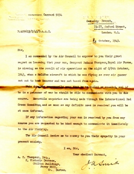 Roland Thompson letter October 16 1943