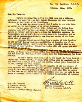Roland Thompson letter 9 October 1943