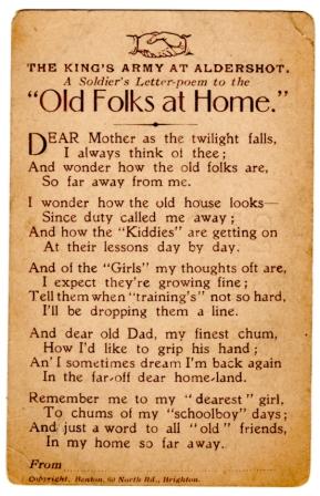 Postcard WW1 Old Folks at Home