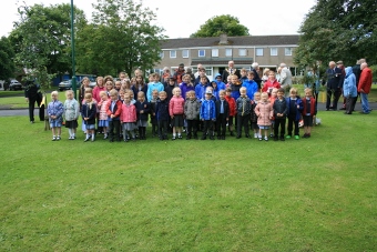 Pupils assemble for group photograph