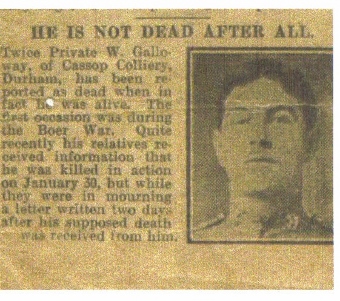 Walter Galloway death report WW1